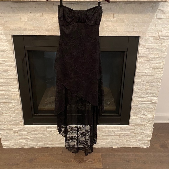 Strapless Black Lace high low dress - Picture 3 of 6